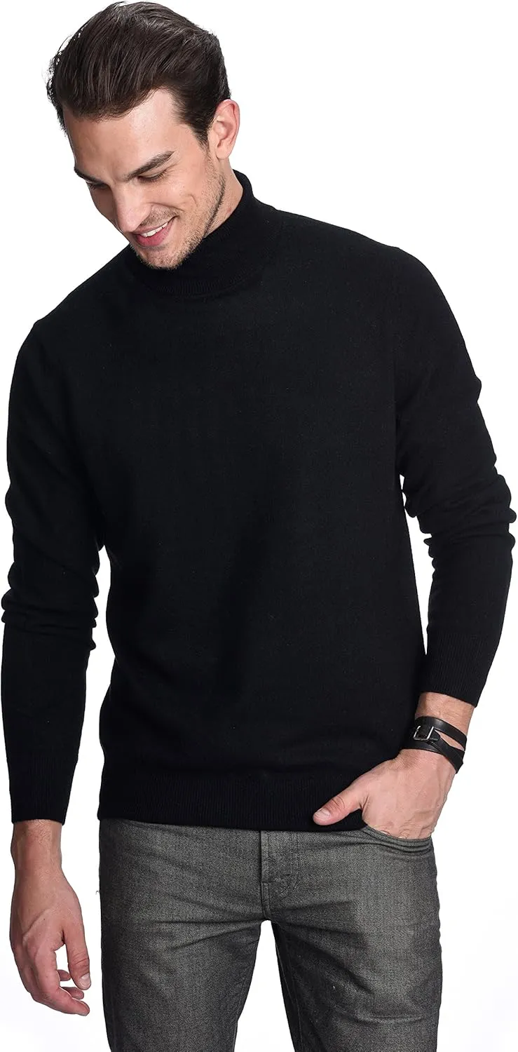 State Cashmere Men's Essential Turtleneck Sweater 100% Pure Cashmere Classic Long Sleeve Pullover