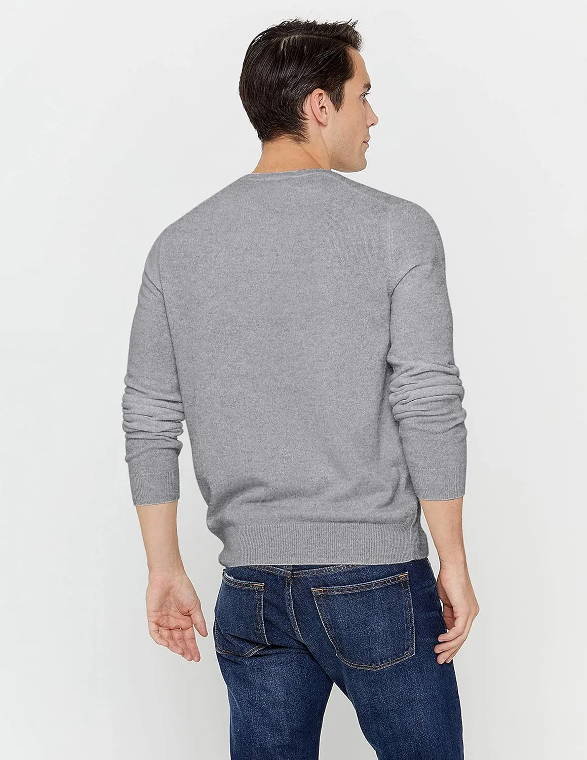 State Cashmere Men's Essential V-Neck Sweater 100% Pure Cashmere Classic Long Sleeve Pullover