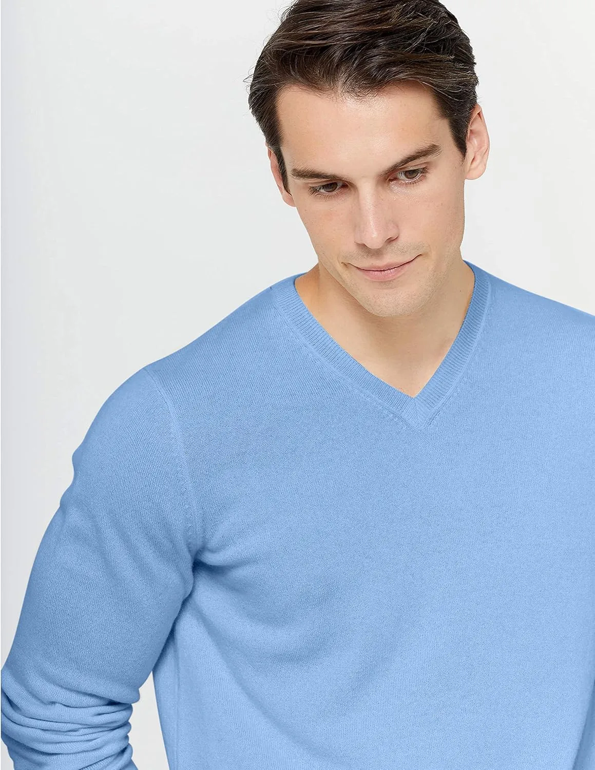 State Cashmere Men's Essential V-Neck Sweater 100% Pure Cashmere Classic Long Sleeve Pullover