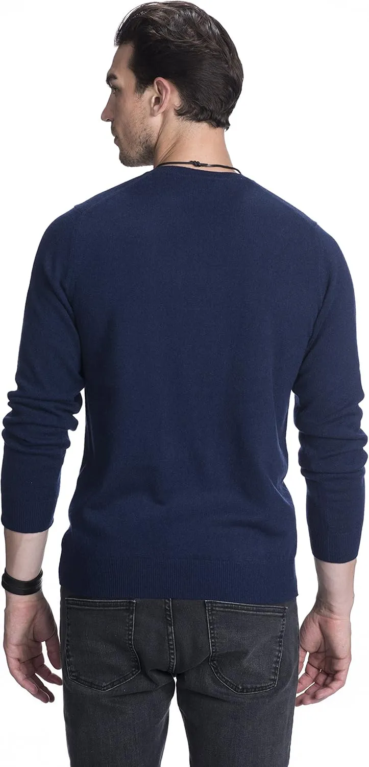 State Cashmere Men's Essential V-Neck Sweater 100% Pure Cashmere Classic Long Sleeve Pullover