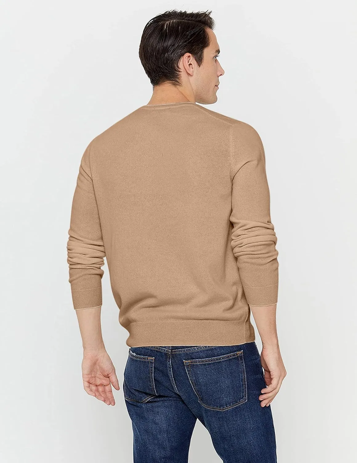 State Cashmere Men's Essential V-Neck Sweater 100% Pure Cashmere Classic Long Sleeve Pullover