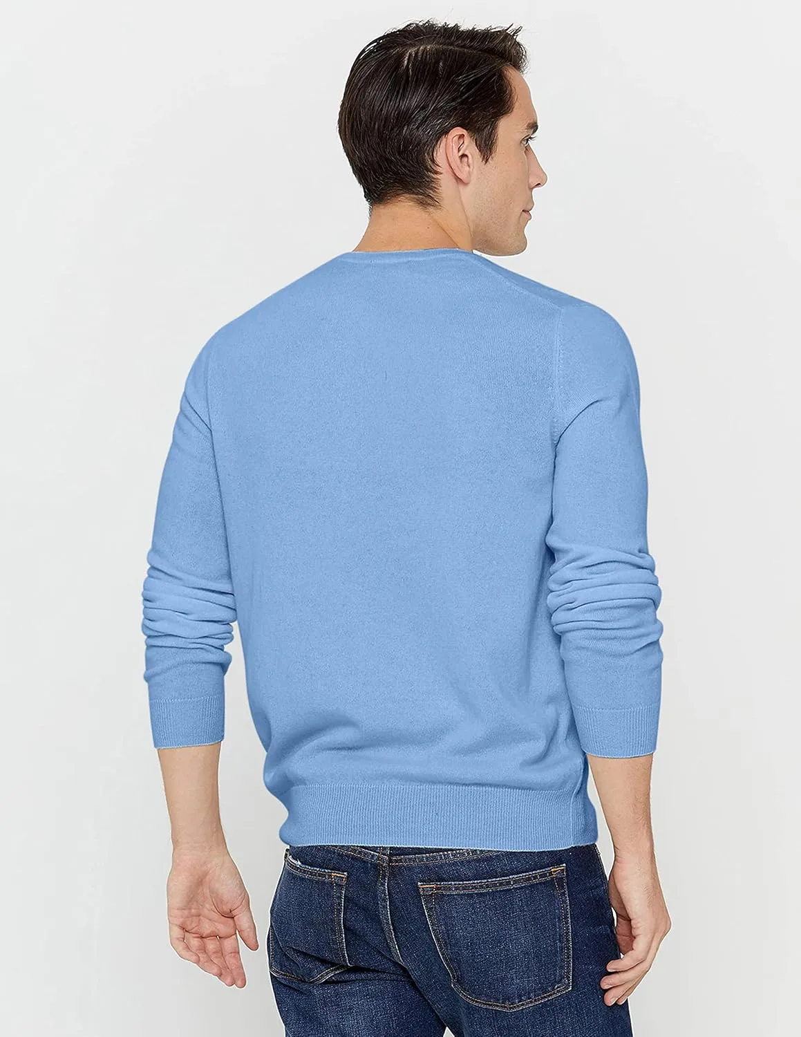 State Cashmere Men's Essential V-Neck Sweater 100% Pure Cashmere Classic Long Sleeve Pullover