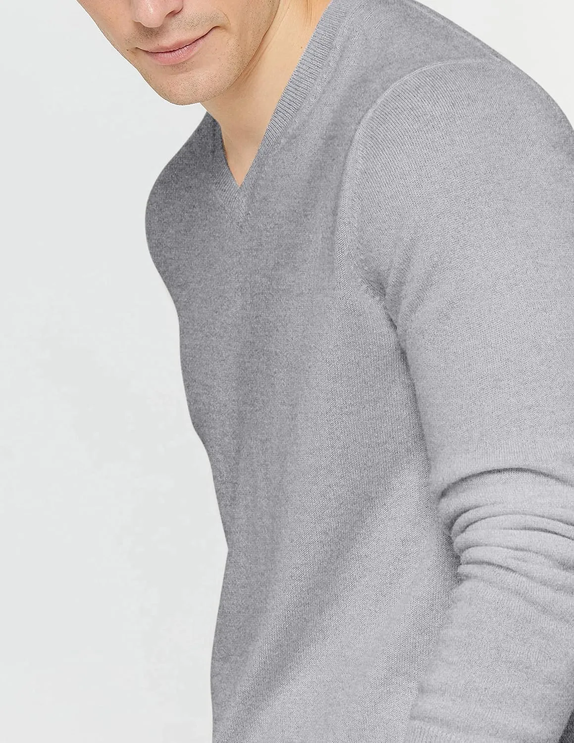 State Cashmere Men's Essential V-Neck Sweater 100% Pure Cashmere Classic Long Sleeve Pullover