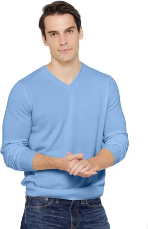 State Cashmere Men's Essential V-Neck Sweater 100% Pure Cashmere Classic Long Sleeve Pullover
