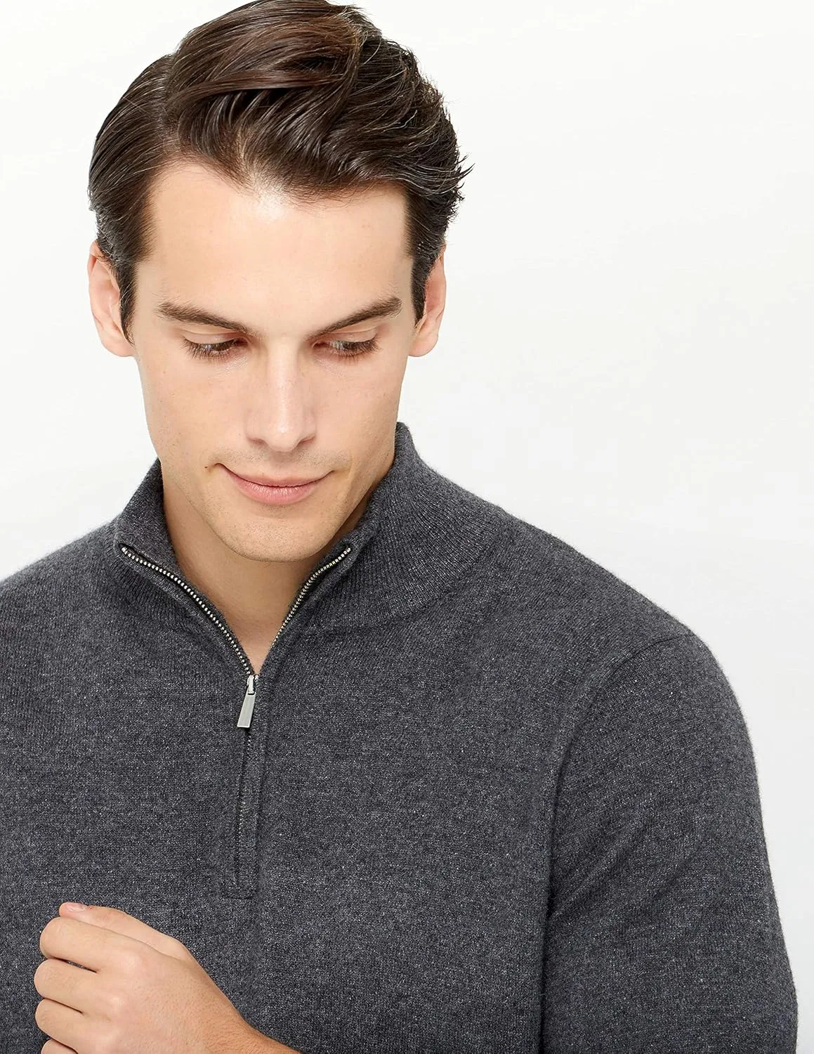 State Cashmere Men's Half Zip Mock Neck Sweater 100% Pure Cashmere Polo Neck Pullover
