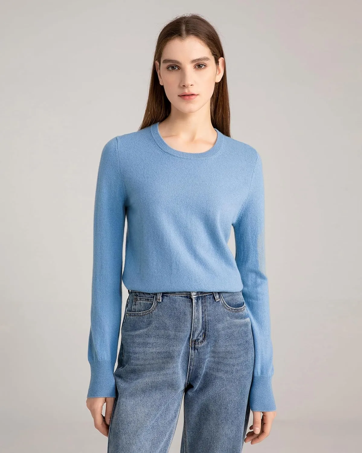 State Cashmere Women’s Essential Crewneck Sweater 100% Pure Cashmere Classic Long Sleeve Pullover