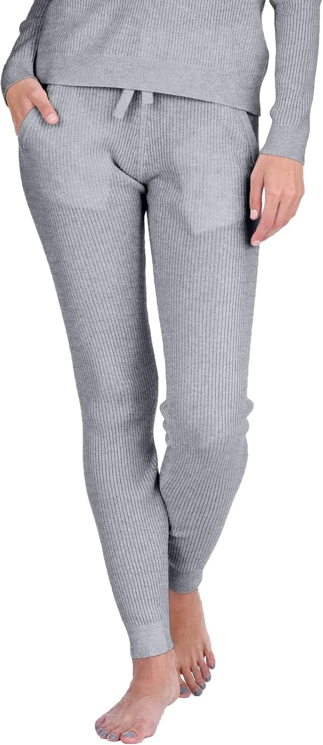 State Cashmere Women’s Loungewear Set 100% Pure Cashmere Ribbed Sweater and Jogger Pants (Tops and Bottoms Sold Separately)