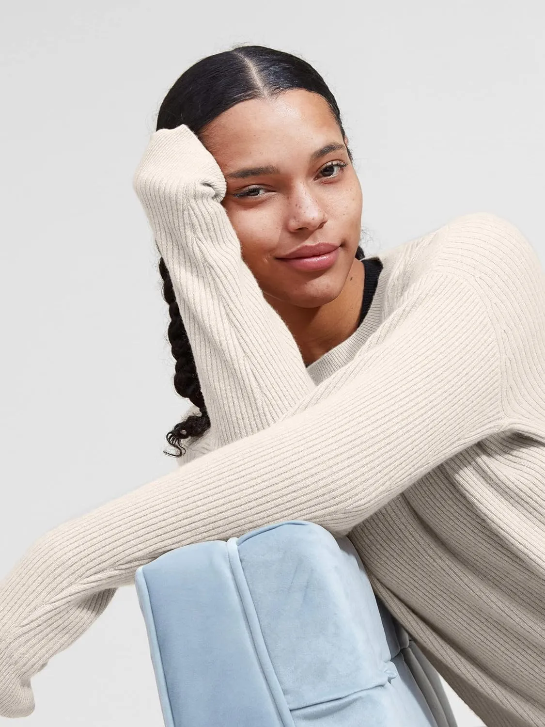 State Cashmere Women’s Loungewear Set 100% Pure Cashmere Ribbed Sweater and Jogger Pants (Tops and Bottoms Sold Separately)