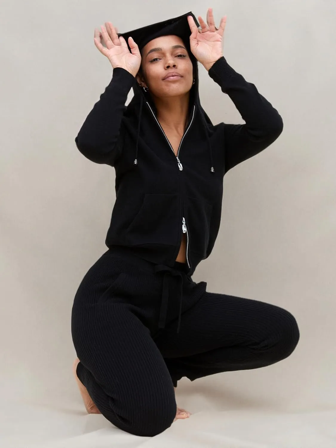State Cashmere Women’s Loungewear Set 100% Pure Cashmere Ribbed Sweater and Jogger Pants (Tops and Bottoms Sold Separately)