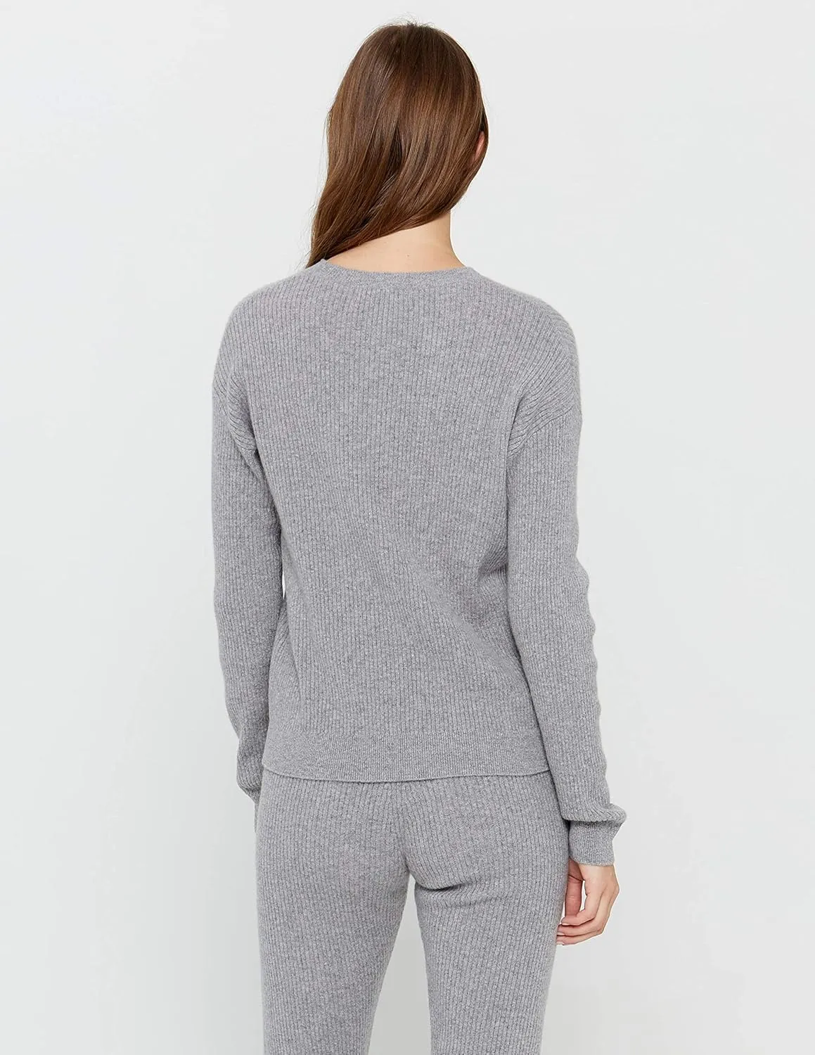 State Cashmere Women’s Loungewear Set 100% Pure Cashmere Ribbed Sweater and Jogger Pants (Tops and Bottoms Sold Separately)