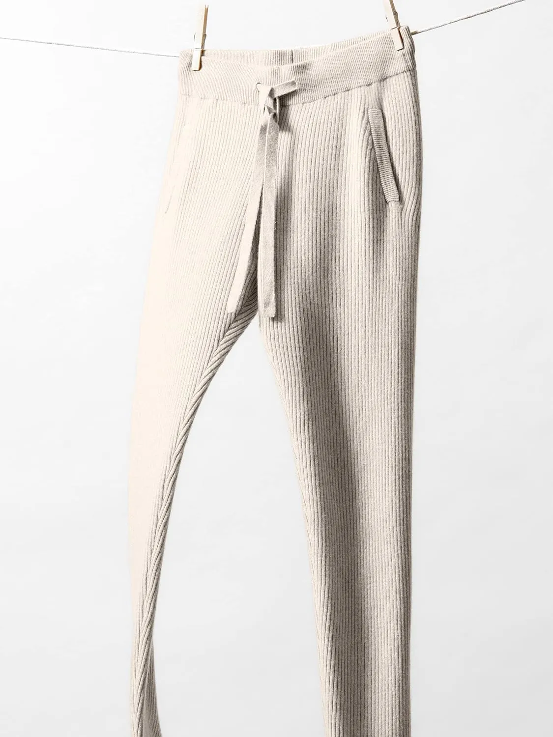 State Cashmere Women’s Loungewear Set 100% Pure Cashmere Ribbed Sweater and Jogger Pants (Tops and Bottoms Sold Separately)