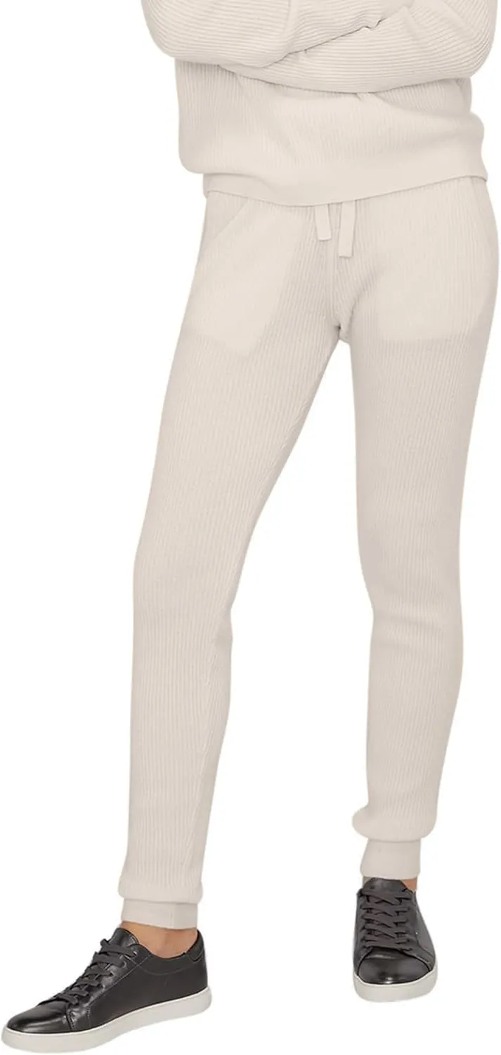 State Cashmere Women’s Loungewear Set 100% Pure Cashmere Ribbed Sweater and Jogger Pants (Tops and Bottoms Sold Separately)