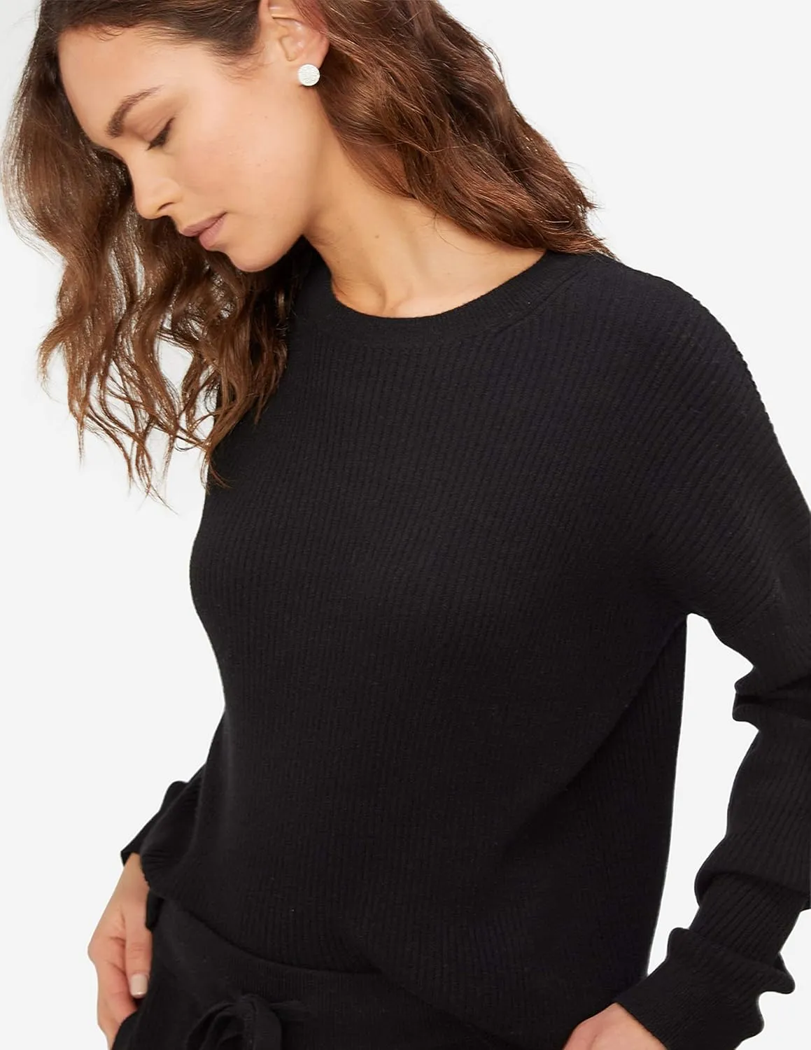 State Cashmere Women’s Loungewear Set 100% Pure Cashmere Ribbed Sweater and Jogger Pants (Tops and Bottoms Sold Separately)