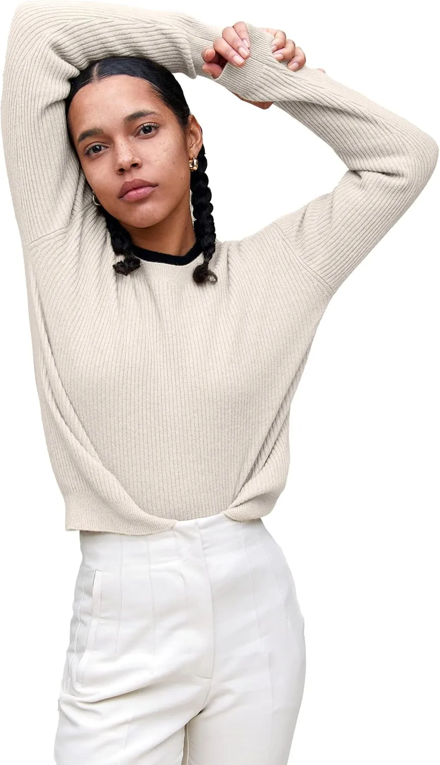State Cashmere Women’s Loungewear Set 100% Pure Cashmere Ribbed Sweater and Jogger Pants (Tops and Bottoms Sold Separately)