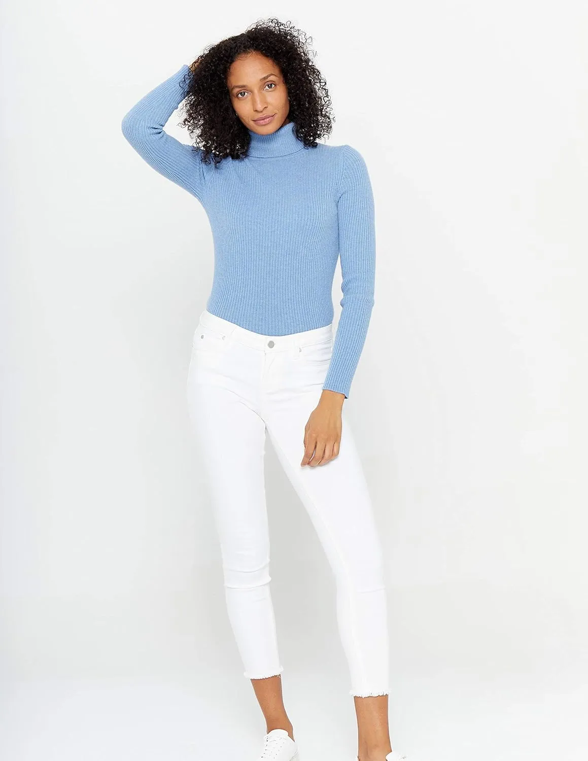 State Cashmere Women’s Ribbed Turtleneck Sweater 100% Pure Cashmere Classic Long Sleeve Pullover