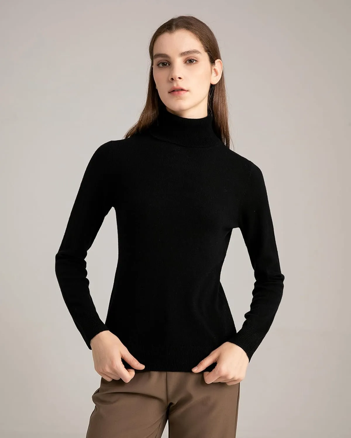 State Fusio Women’s Ribbed Turtleneck Sweater 100% Merino Wool Classic Long Sleeve High Neck Pullover