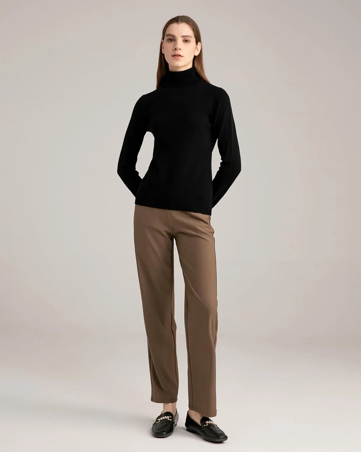 State Fusio Women’s Ribbed Turtleneck Sweater 100% Merino Wool Classic Long Sleeve High Neck Pullover