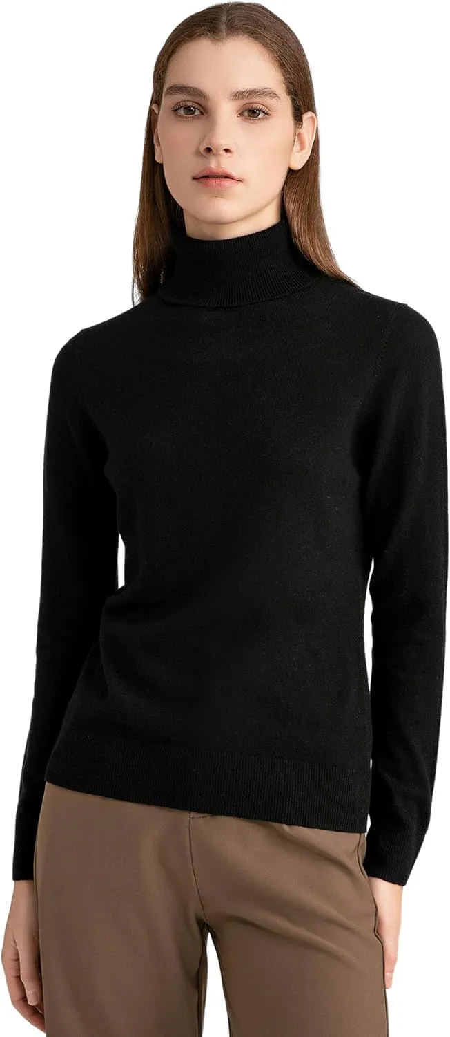 State Fusio Women’s Ribbed Turtleneck Sweater 100% Merino Wool Classic Long Sleeve High Neck Pullover