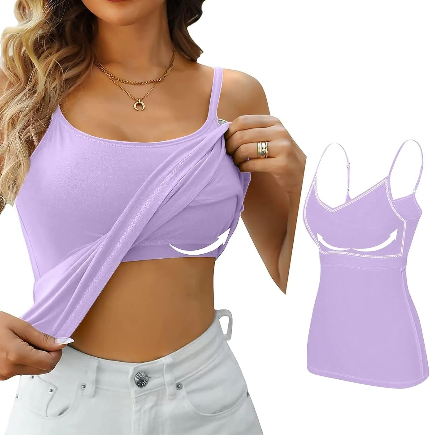 Summer Sexy Camisole Top for Women Pad Bra One Undershirt Womens Tank Tops Camisole Top for Women Built in Bra