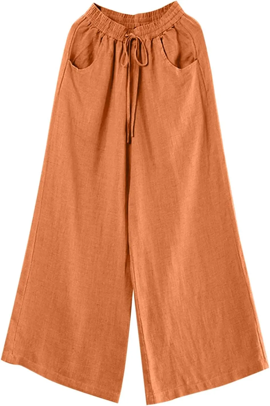 Summer Women's Casual Cotton Linen Baggy Pants with Elastic Waist Fashion Plus Size Relax Fit Lantern Trousers