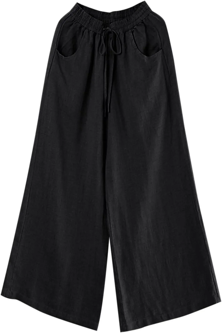 Summer Women's Casual Cotton Linen Baggy Pants with Elastic Waist Fashion Plus Size Relax Fit Lantern Trousers