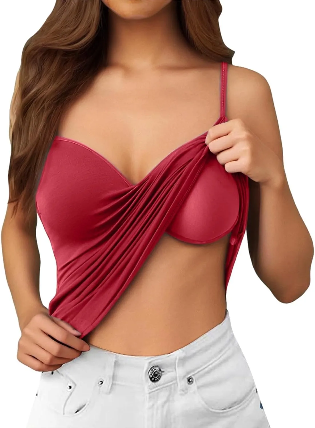 Tank Top for Women Shelf Bra Adjustable Straps Camisoles Workout Cotton Camis Shirts