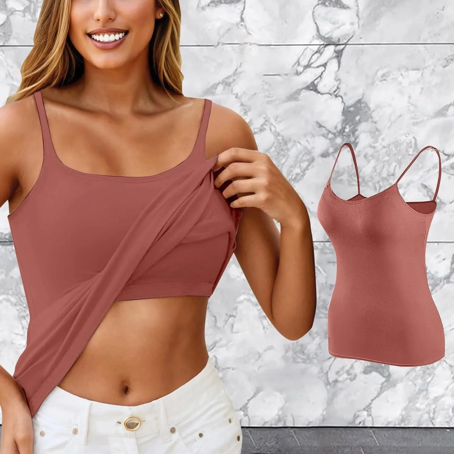 Tank Top for Women Shelf Bra Adjustable Straps Camisoles Workout Cotton Camis Shirts