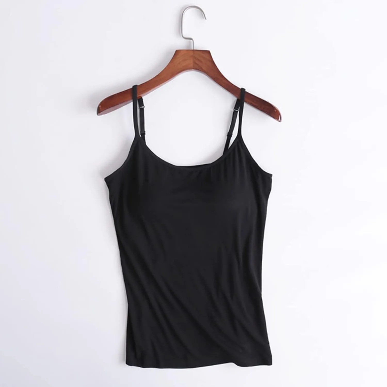 Tank Top for Women with Built-in Padded Bra Adjustable Wide Strap Camisole Cotton Undershirts Yoga Cami Shirts