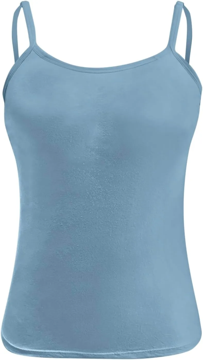 Tank Top for Women Wtih Shelf Bra Adjustable Straps Camisoles Soft Casual Cotton Camis Shirt