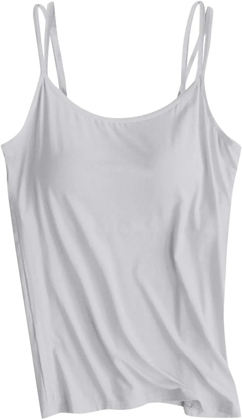 Tank Top for Women Wtih Shelf Bra Adjustable Straps Camisoles Soft Casual Cotton Camis Shirt