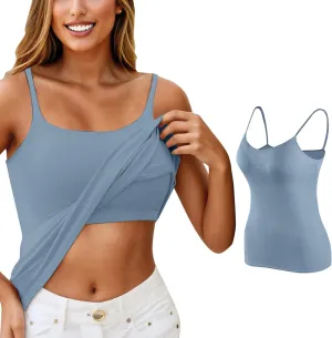 Tank Top for Women Wtih Shelf Bra Adjustable Straps Camisoles Soft Casual Cotton Camis Shirt