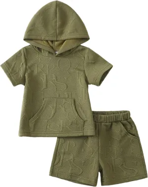 Toddler Baby Boy Clothes Summer Outfits Short Sleeve Hooded T Shirt Tops Casual Shorts Set 2Pcs Little Boy Clothes