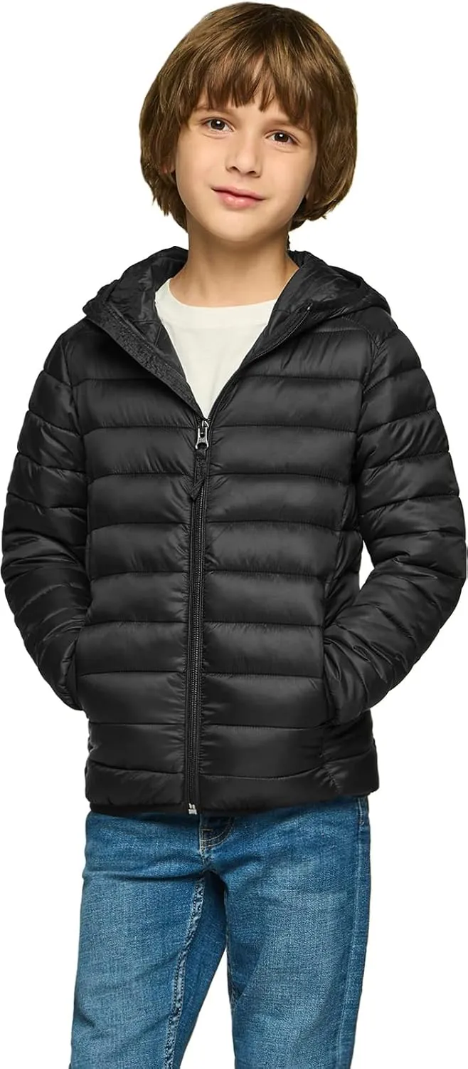 TSLA Kid's & Boy's and Girl's Packable Hooded Puffer Jacket, Lightweight Water-Resistant Zip Up Hoodie Jacket Coat