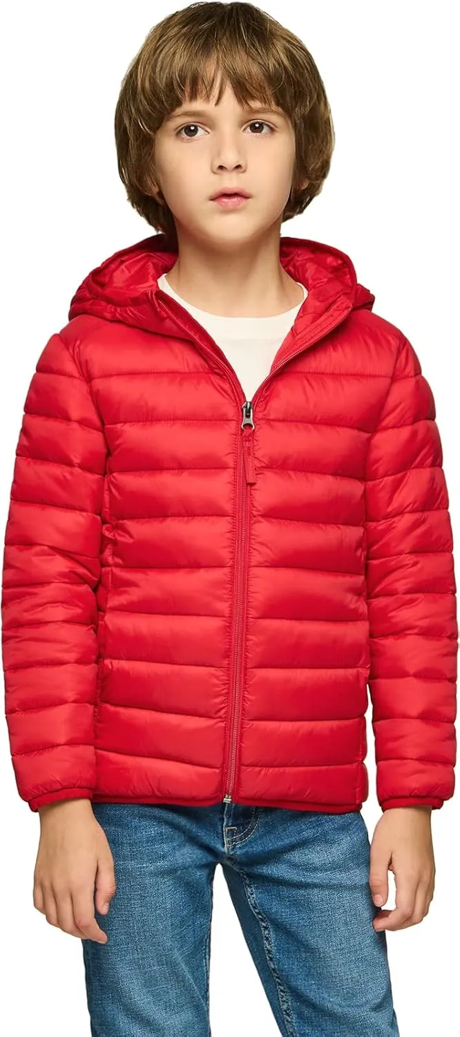 TSLA Kid's & Boy's and Girl's Packable Hooded Puffer Jacket, Lightweight Water-Resistant Zip Up Hoodie Jacket Coat