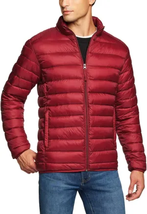 TSLA Men's Lightweight Packable Accent Puffer Jacket, Water-Resistant Winter Jackets