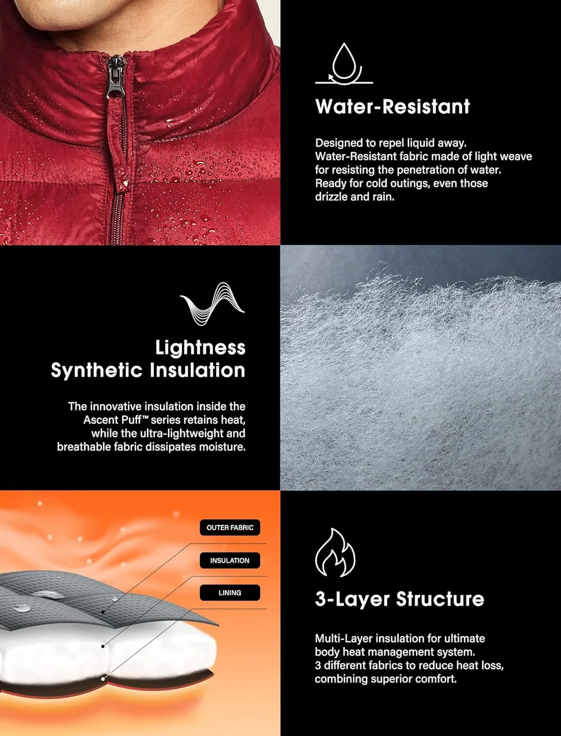TSLA Men's Lightweight Packable Accent Puffer Jacket, Water-Resistant Winter Jackets
