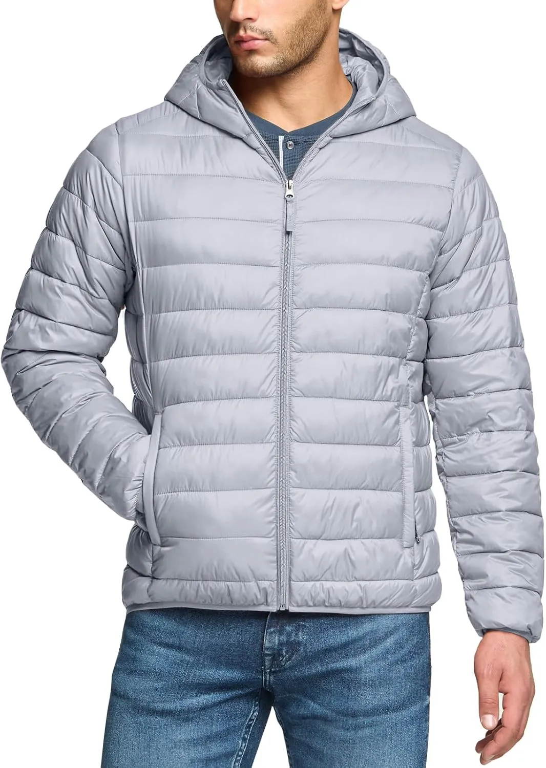 TSLA Men's Lightweight Packable Accent Puffer Jacket, Water-Resistant Winter Jackets