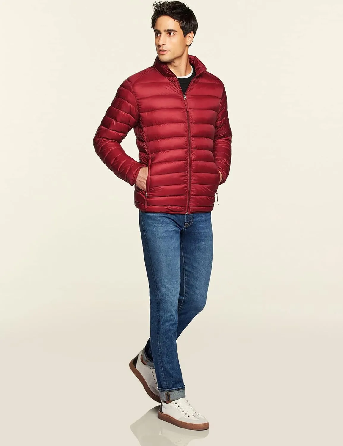 TSLA Men's Lightweight Packable Accent Puffer Jacket, Water-Resistant Winter Jackets