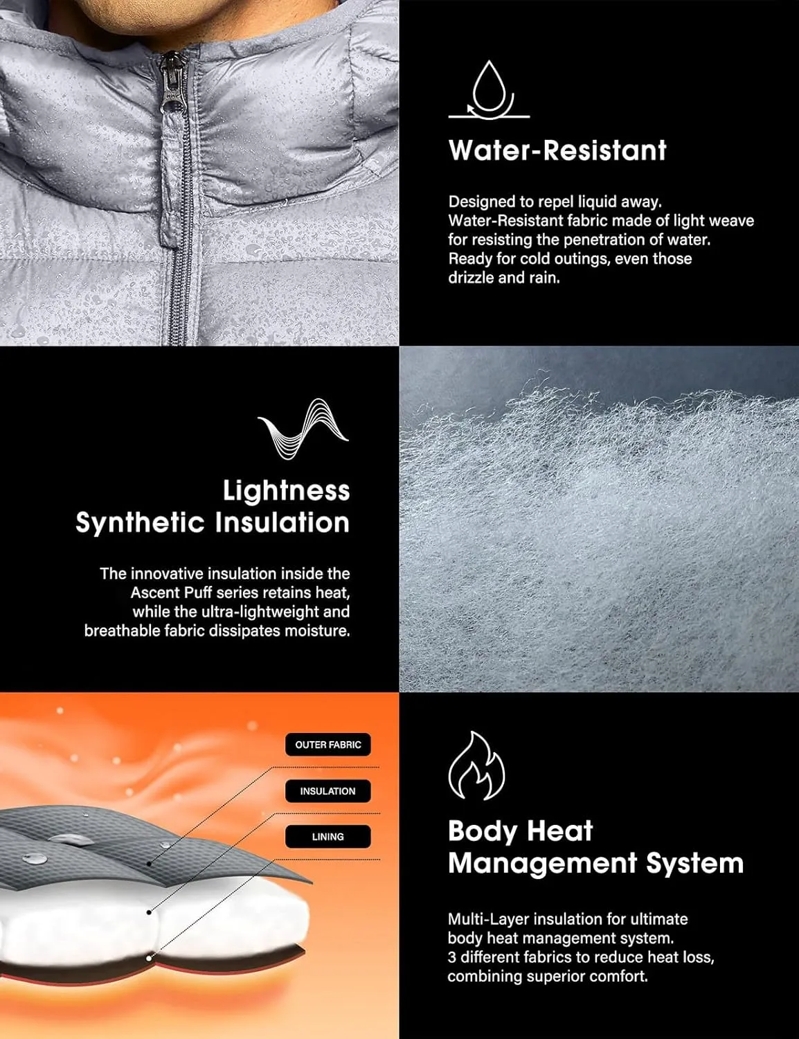 TSLA Men's Lightweight Packable Accent Puffer Jacket, Water-Resistant Winter Jackets