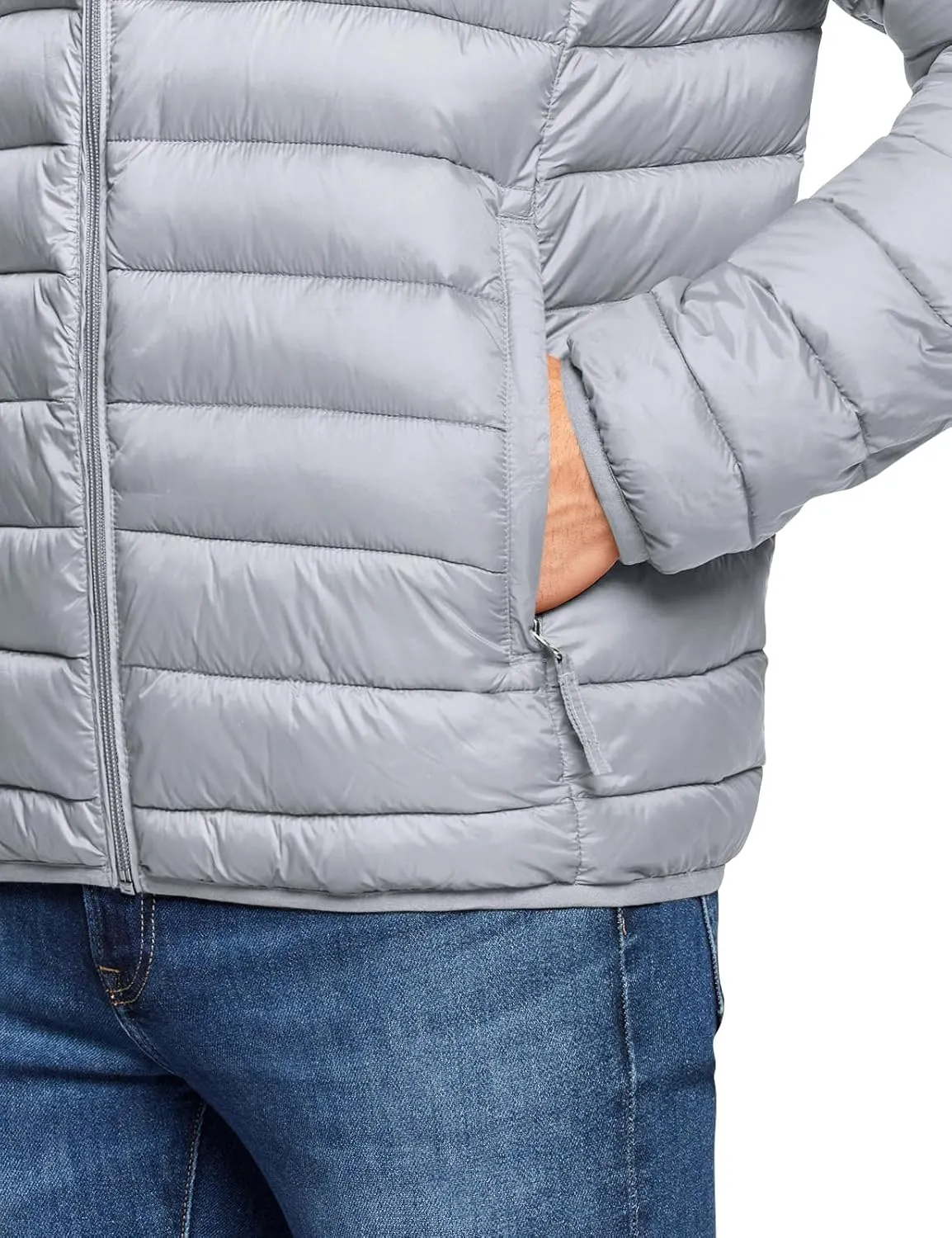 TSLA Men's Lightweight Packable Accent Puffer Jacket, Water-Resistant Winter Jackets
