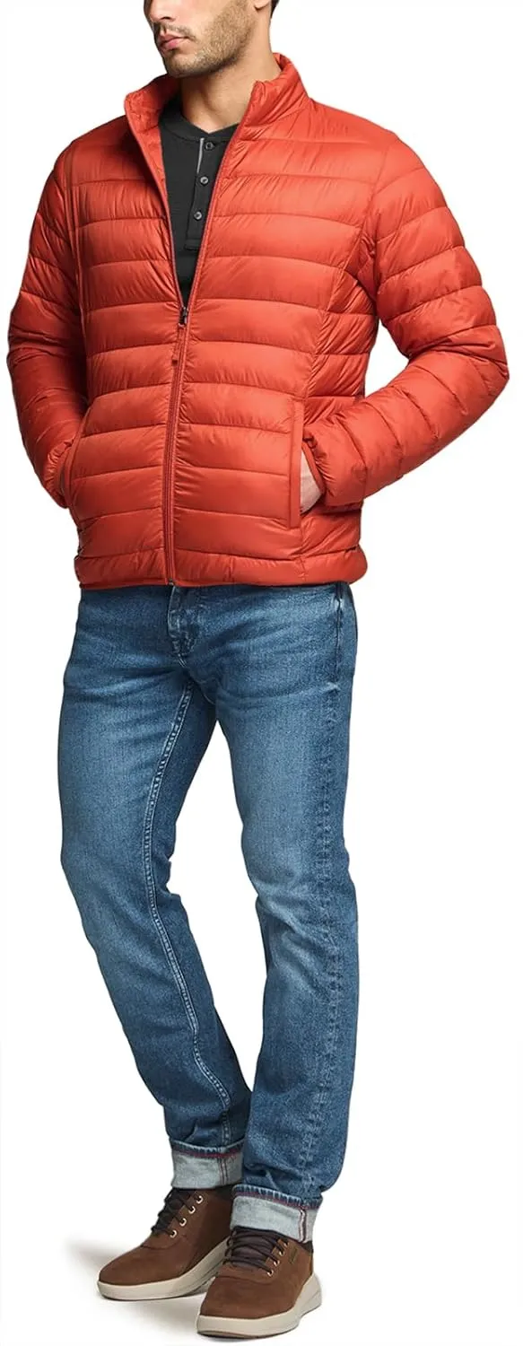 TSLA Men's Lightweight Packable Accent Puffer Jacket, Water-Resistant Winter Jackets