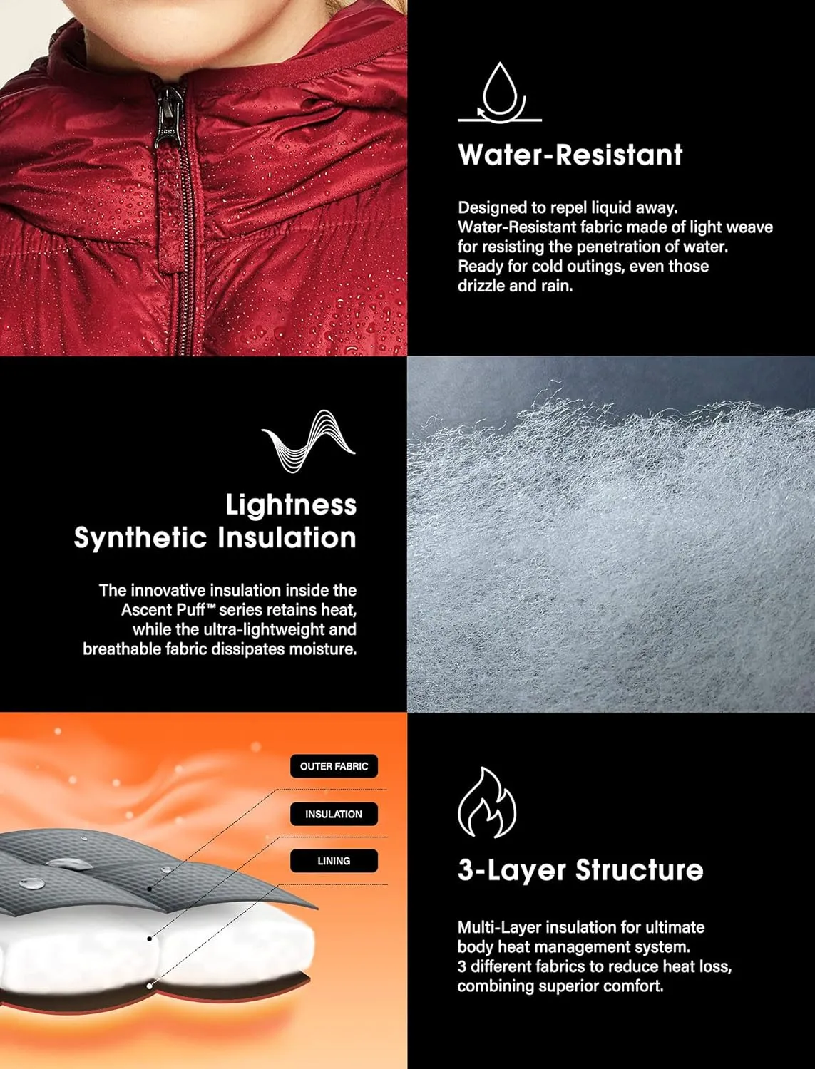 TSLA Women's Lightweight Packable Accent Puffer Jacket, Water-Resistant Winter Coat