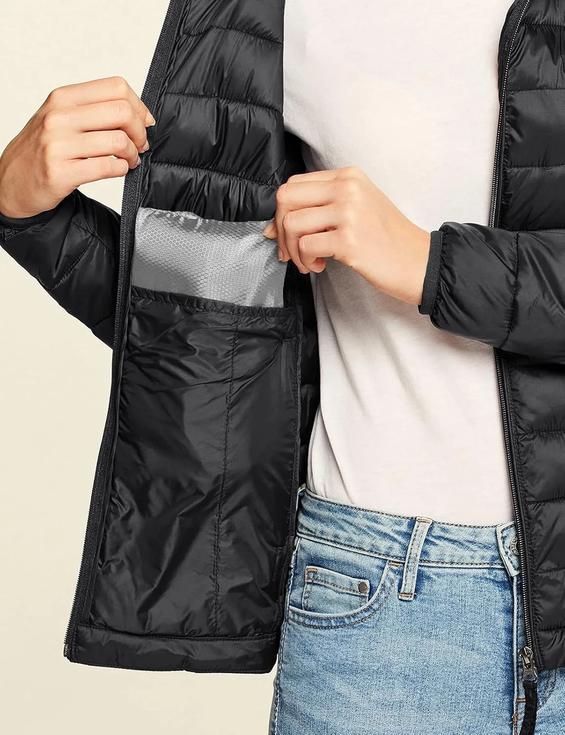 TSLA Women's Lightweight Packable Accent Puffer Jacket, Water-Resistant Winter Coat