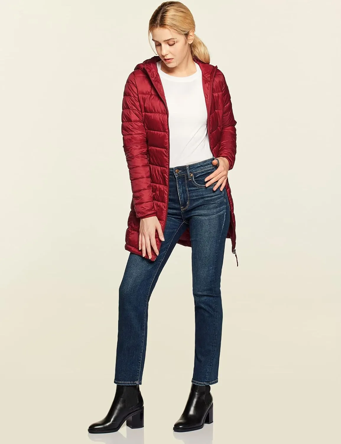 TSLA Women's Lightweight Packable Accent Puffer Jacket, Water-Resistant Winter Coat