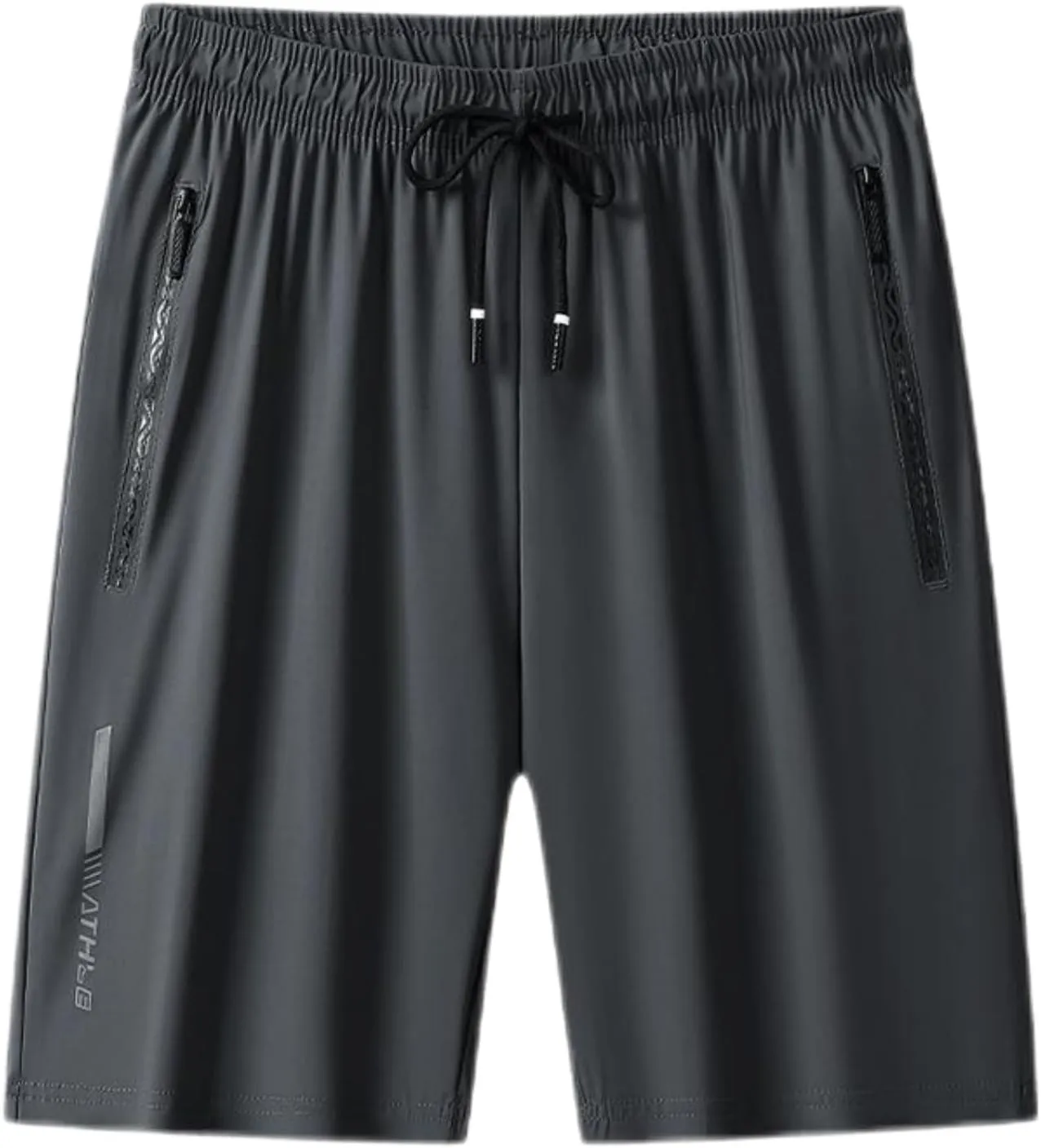 Unisex Ice Silk Quick-Dry Shorts - Breathable Elastic Waist with Zipper Pocket for Running & Gym & Hiking