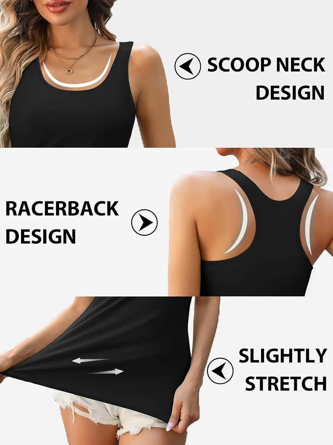 V FOR CITY Womens Shelf Bra Tank Tops Racerback Workout Camis Yoga Shirt Cotton Undershirt 2 Pack