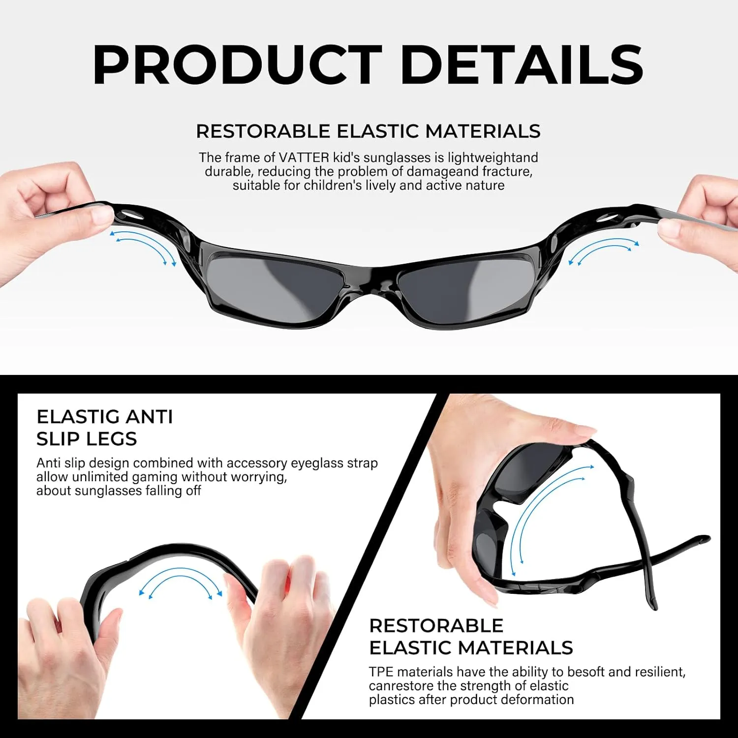 VATTER Kids Polarized Sunglasses UV400 Protection for Boys Girls Shatterproof Lightweight Baseball Sports Glasses for Outdoor