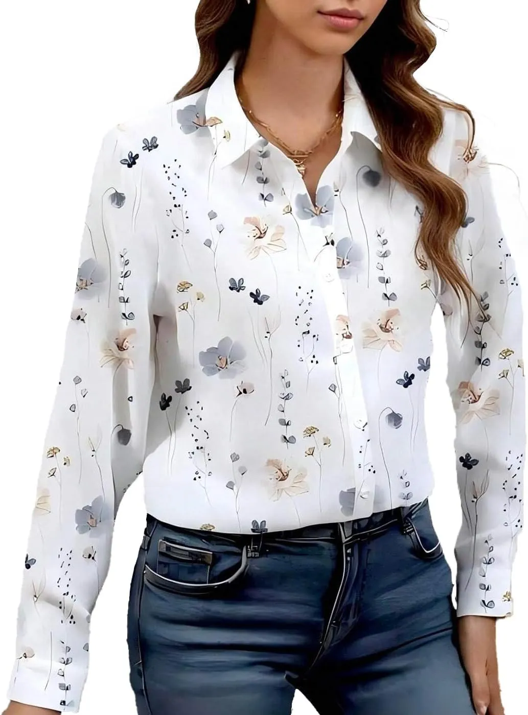 VAVONNE Blouses for Women Dressy Casual, Button Down Shirts, Womens Fashion Trendy Tops