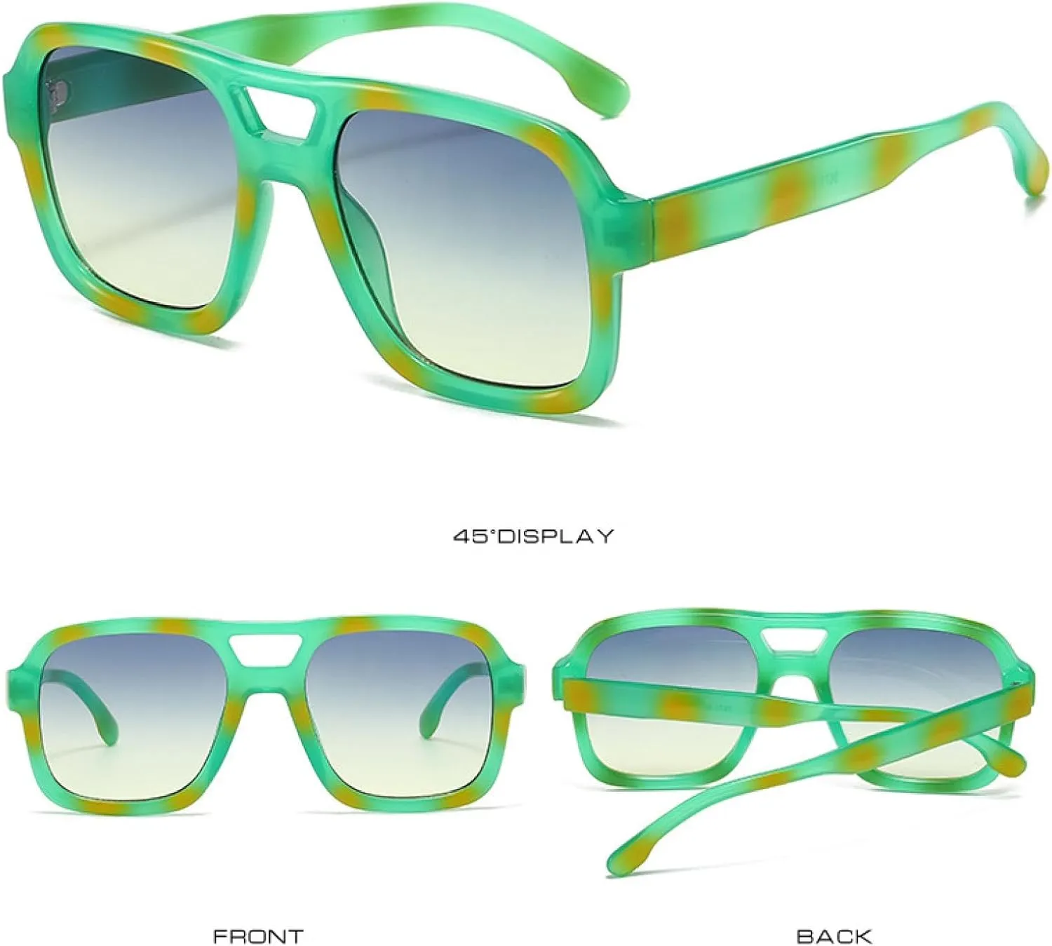 Vintage Double Bridge Sunglasses Luxury Women Oversized Frame Luxury Shades Eyewear