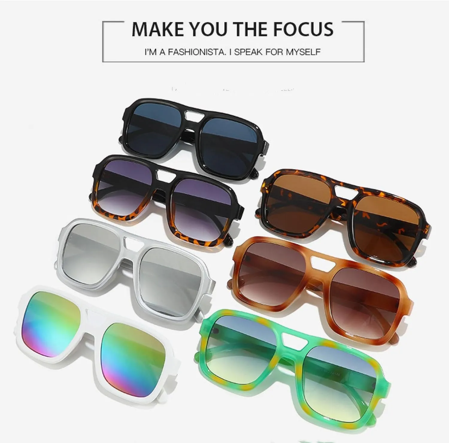 Vintage Double Bridge Sunglasses Luxury Women Oversized Frame Luxury Shades Eyewear